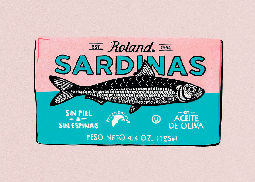 Sztuka do kuchni Sardynki etykieta retro