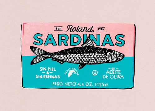 Sztuka do kuchni Sardynki etykieta retro