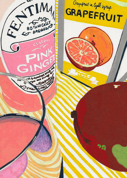 Sztuka do kuchni Pink Ginger grejpfrut ilustracja