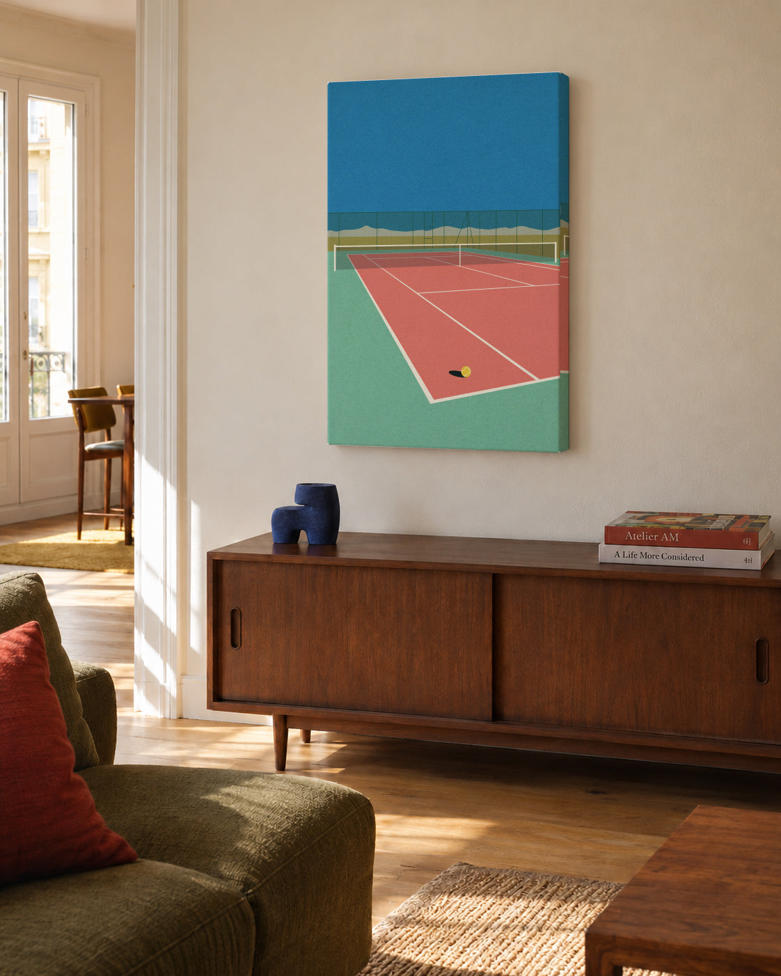 Tennis Court In the Desert - Unframed canvas in an interior