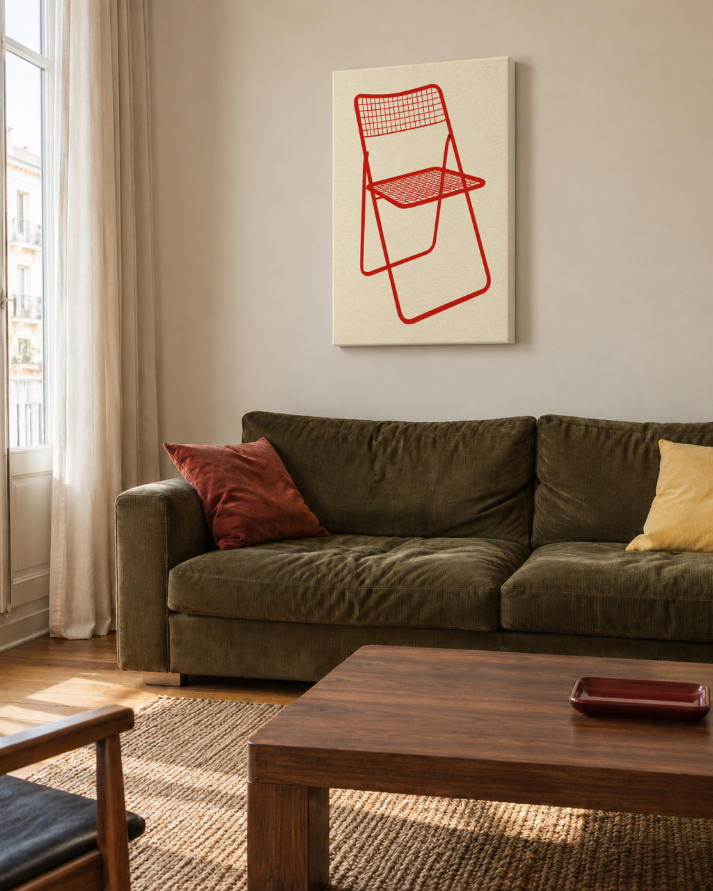 Ted Net Chair Red - Unframed canvas in an interior