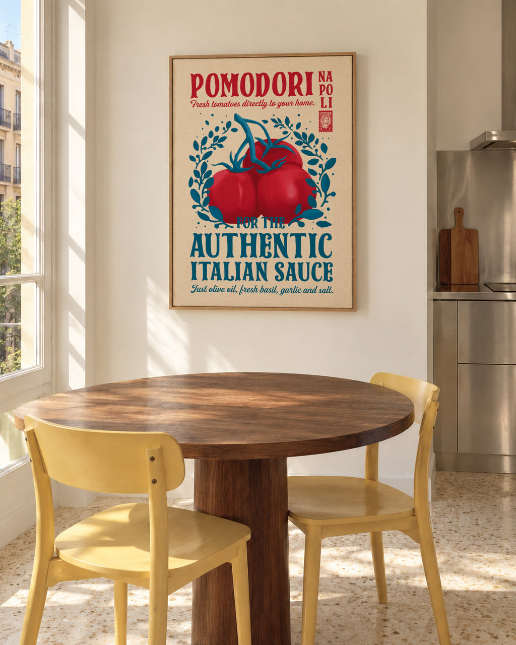 Pomodori Kitchen print - Framed canvas in an interior