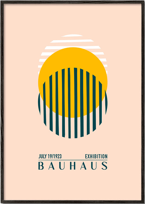 Ilustracja Bauhaus geometryczna z kołem i paskami