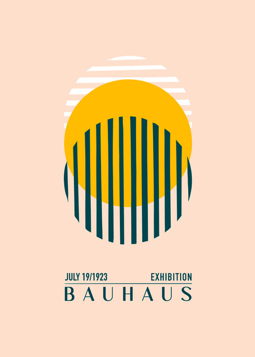 Ilustracja Bauhaus geometryczna z kołem i paskami