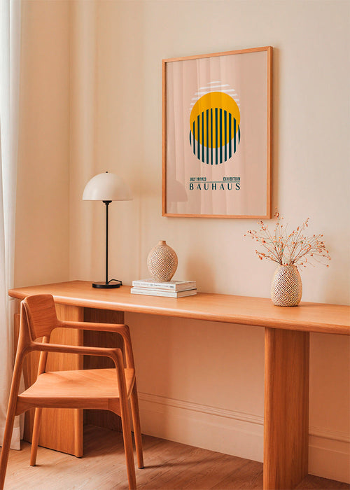 Ilustracja Bauhaus geometryczna z kołem i paskami