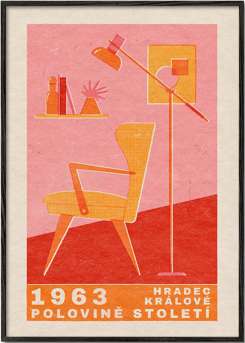 Plakat vintage: fotel i lampa 1963