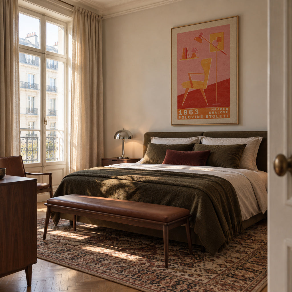 Mid Century Czech Furniture - Framed canvas in an interior