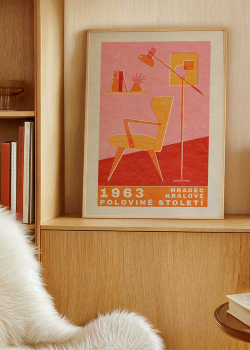 Plakat vintage: fotel i lampa 1963
