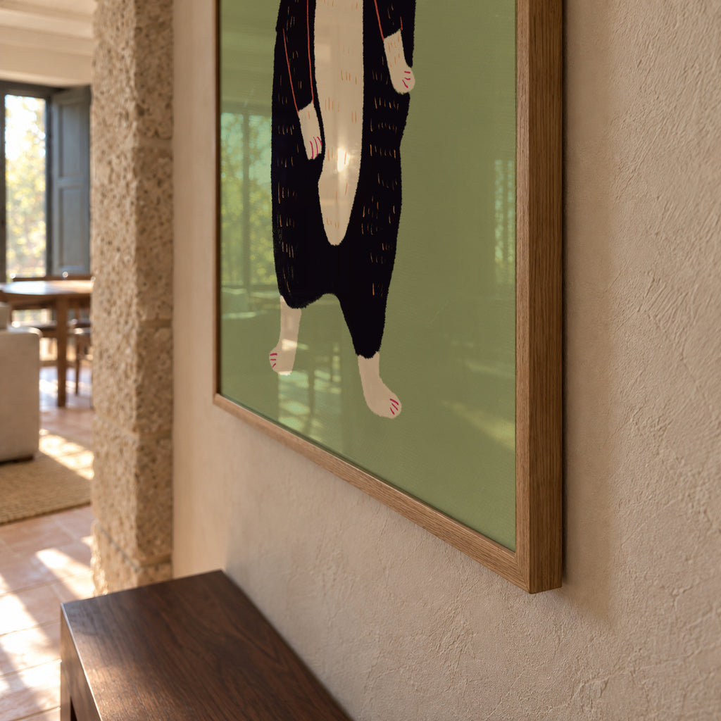 Black and white cat 02 - Framed poster detail