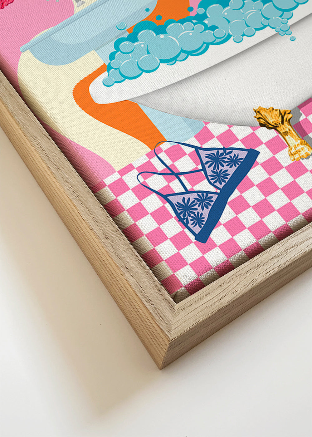 Ilustracja pop z wanną i kulą dyskotekową