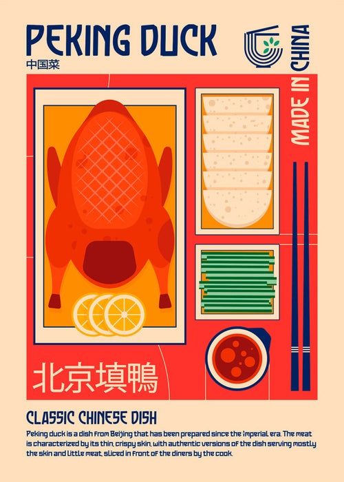 Sztuka do kuchni Peking Duck retro ilustracja
