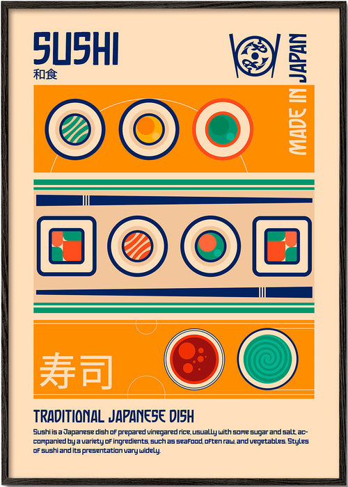Sztuka do kuchni Plakat sushi graficzny