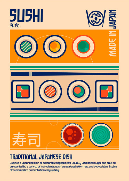 Sztuka do kuchni Plakat sushi graficzny