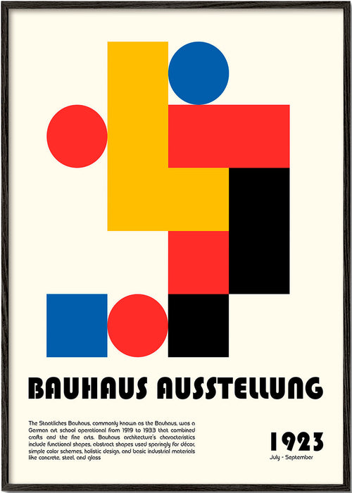 Plakat geometryczny Bauhaus z podstawowymi kształtami