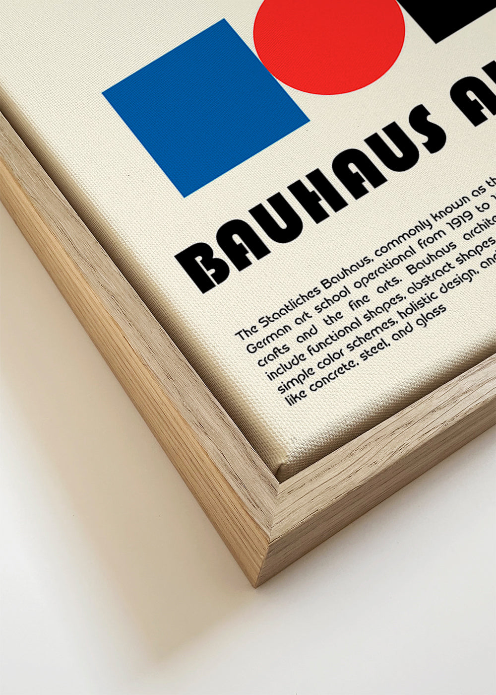 Plakat geometryczny Bauhaus z podstawowymi kształtami