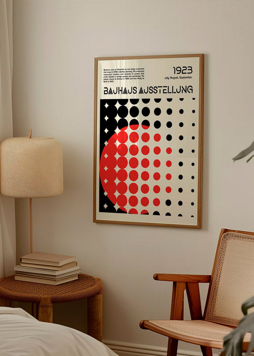 Plakat geometryczny Bauhaus z czerwonymi półokręgami