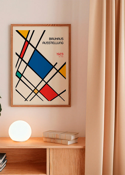 Plakat geometryczny Bauhaus 1923 z podstawowymi kolorami