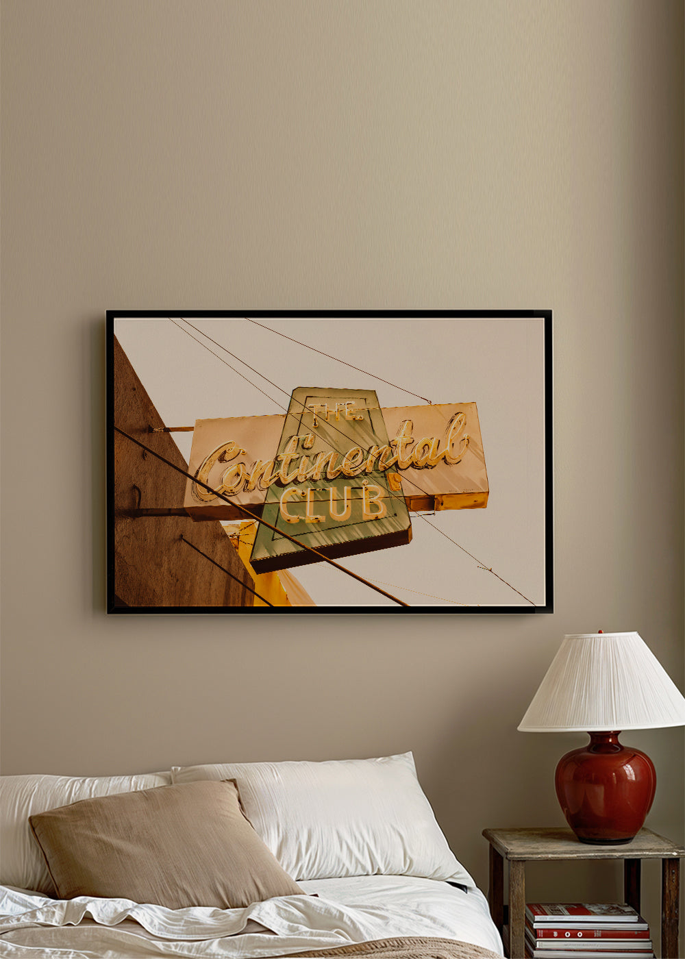Wydruk vintage neon na fasadzie Continental Club