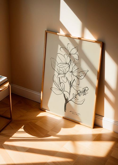 Plakat botaniczny — kwiat w linii
