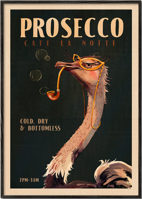 Plakat struś z Prosecco w stylu Art Deco