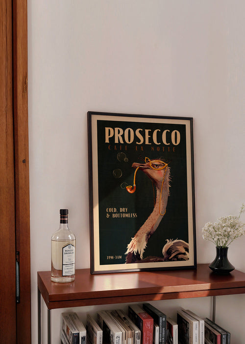 Plakat struś z Prosecco w stylu Art Deco