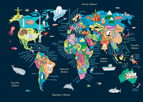 Ilustrowana mapa świata dla dzieci