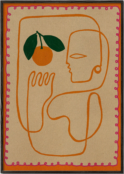 Sztuka do kuchni z ciągłą pomarańczową linią