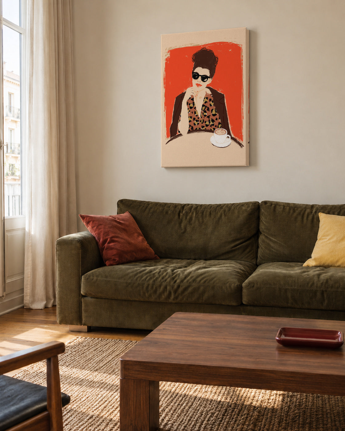 At the Café - Unframed canvas in an interior