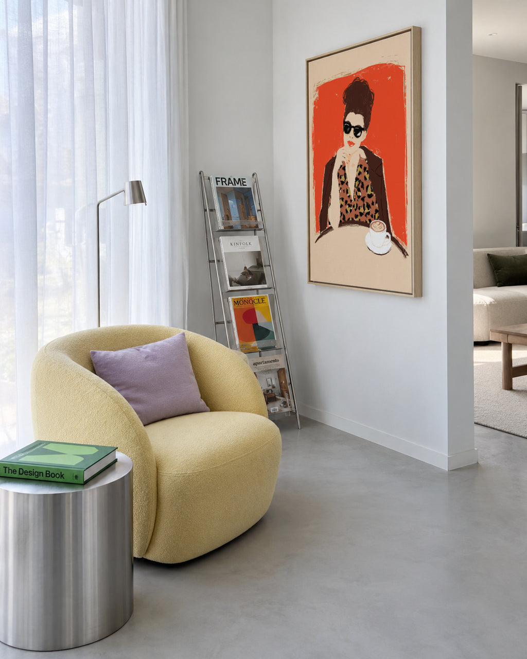 At the Café - Framed canvas in an interior