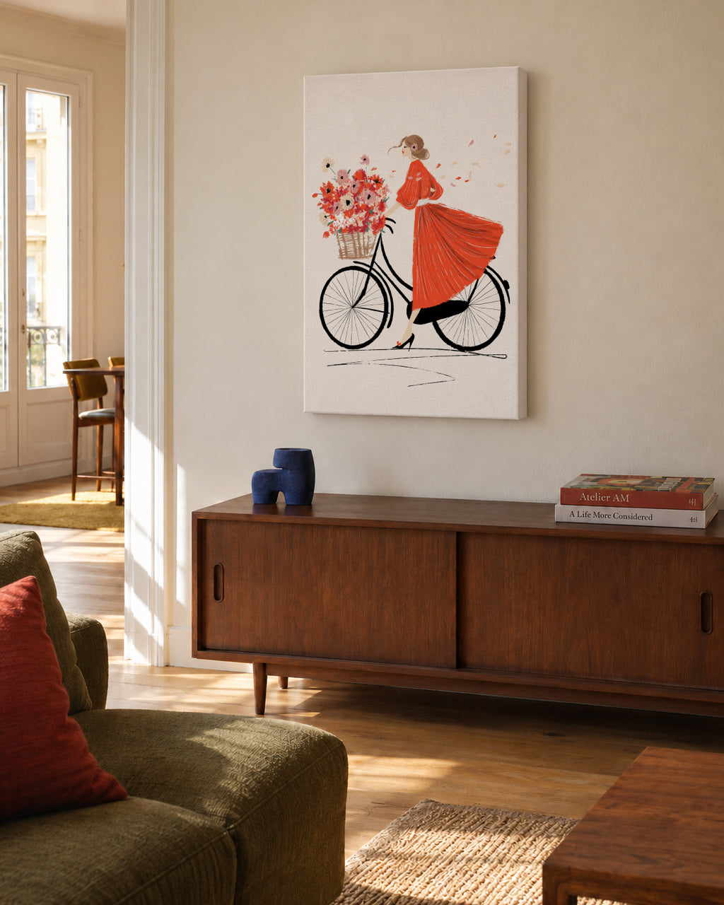 À bicyclette - Unframed canvas in an interior