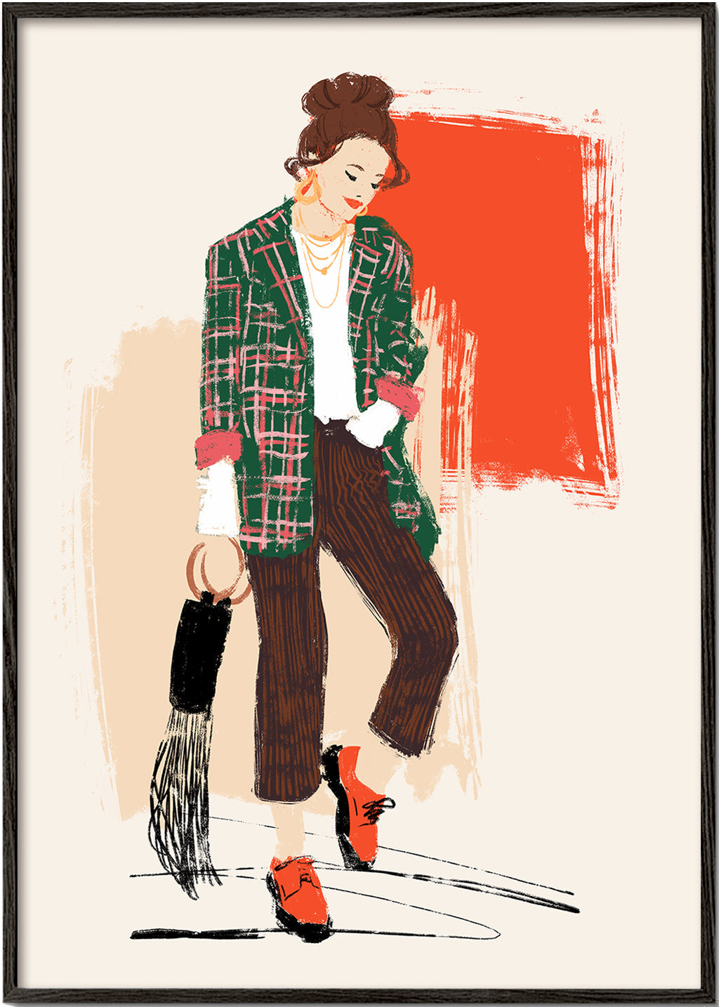 Ilustracja mody z kurtką w kratę