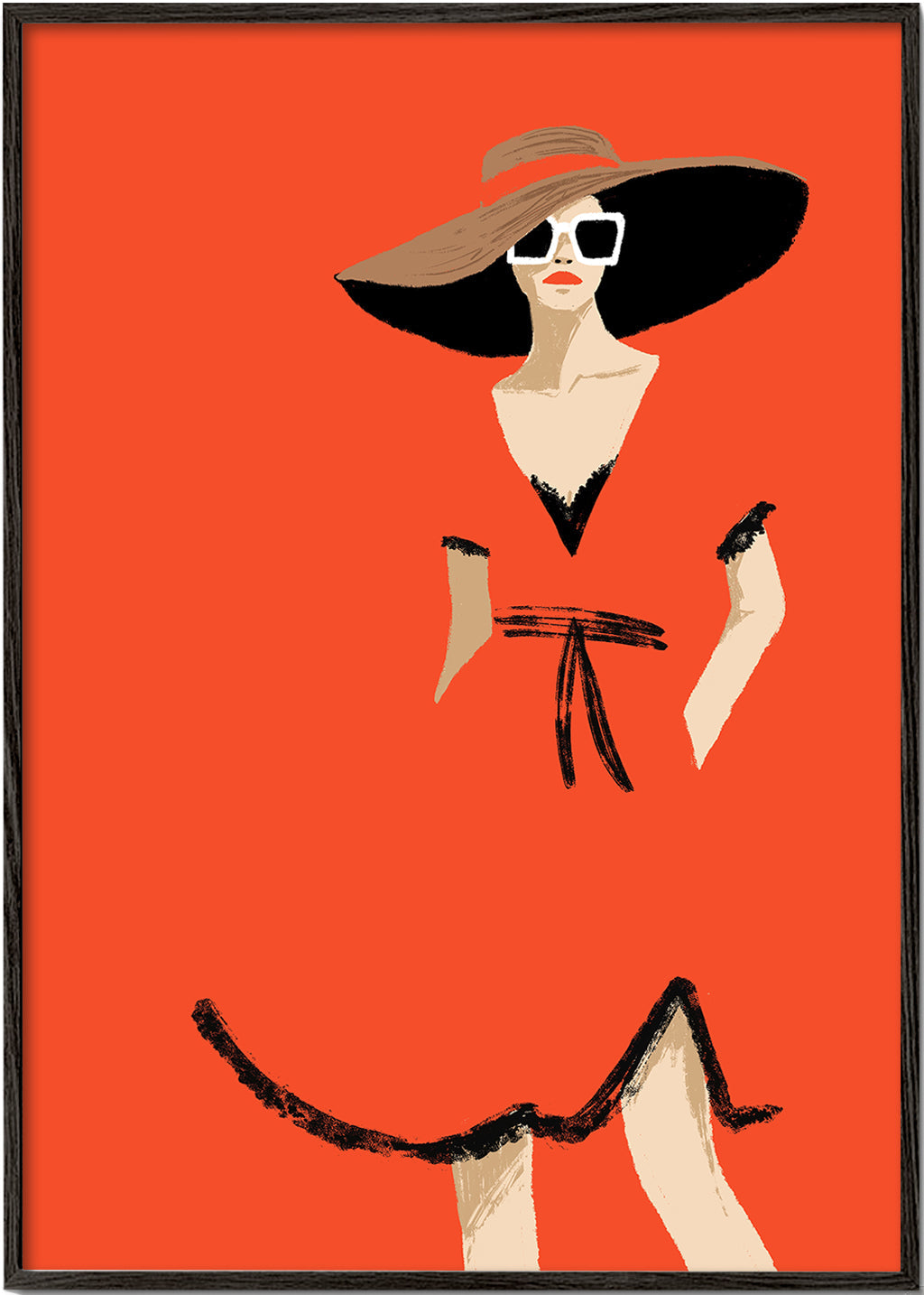 Ilustracja mody z szerokim kapeluszem