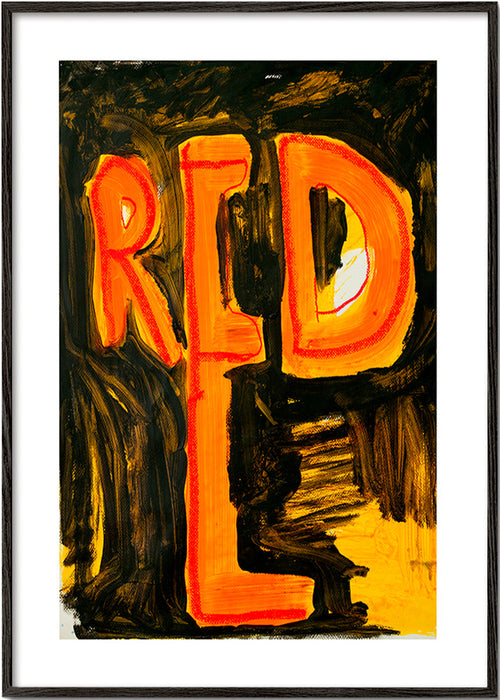 Ilustracja typograficzna 'RED' o malarskim zacięciu – Black Frame