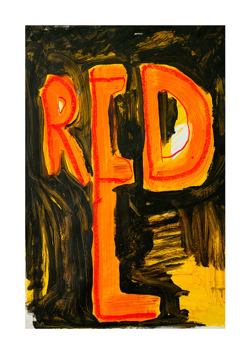 Ilustracja typograficzna 'RED' o malarskim zacięciu