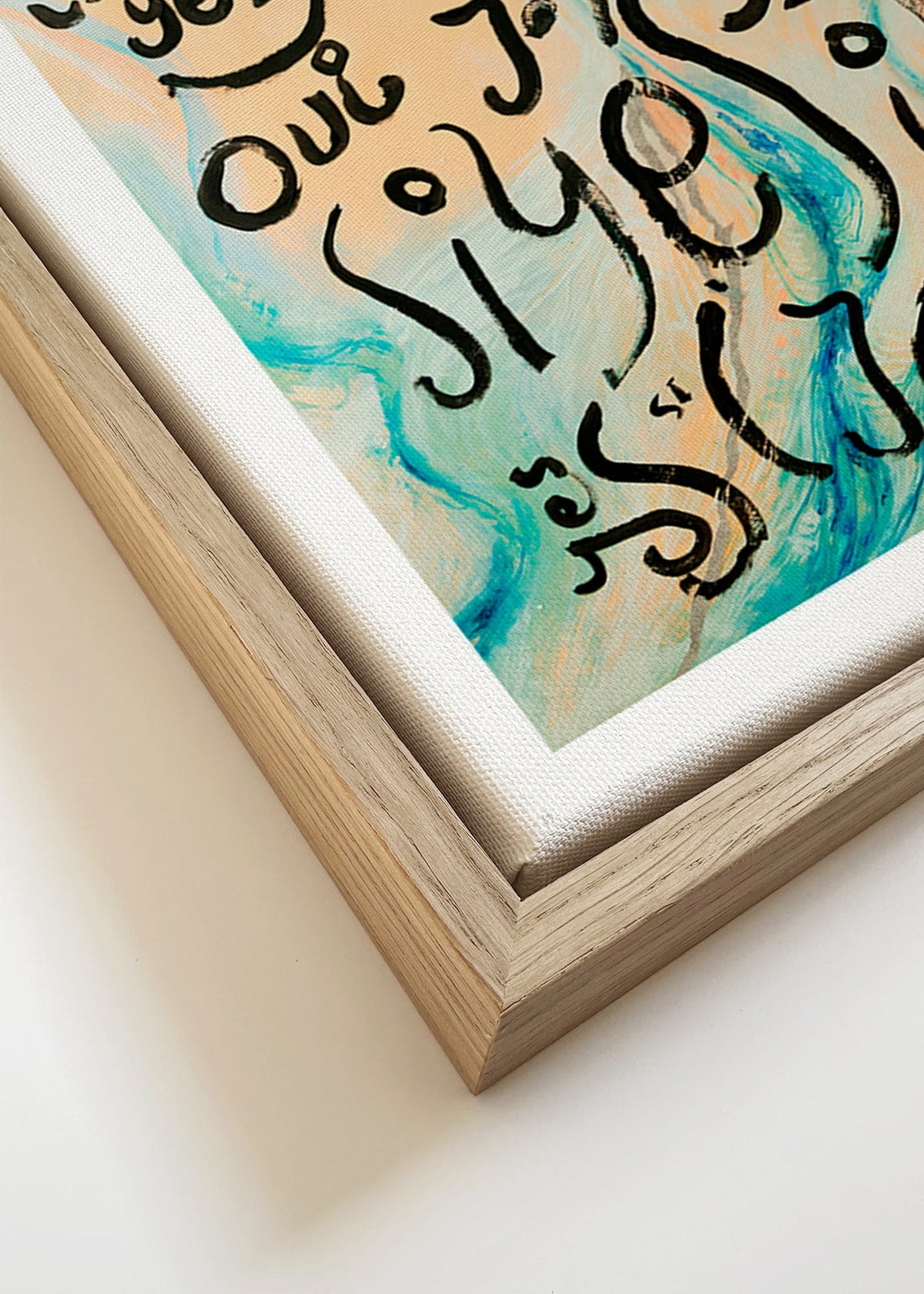 Ilustracja typograficzna z akwarelowymi falami – Canvas detail
