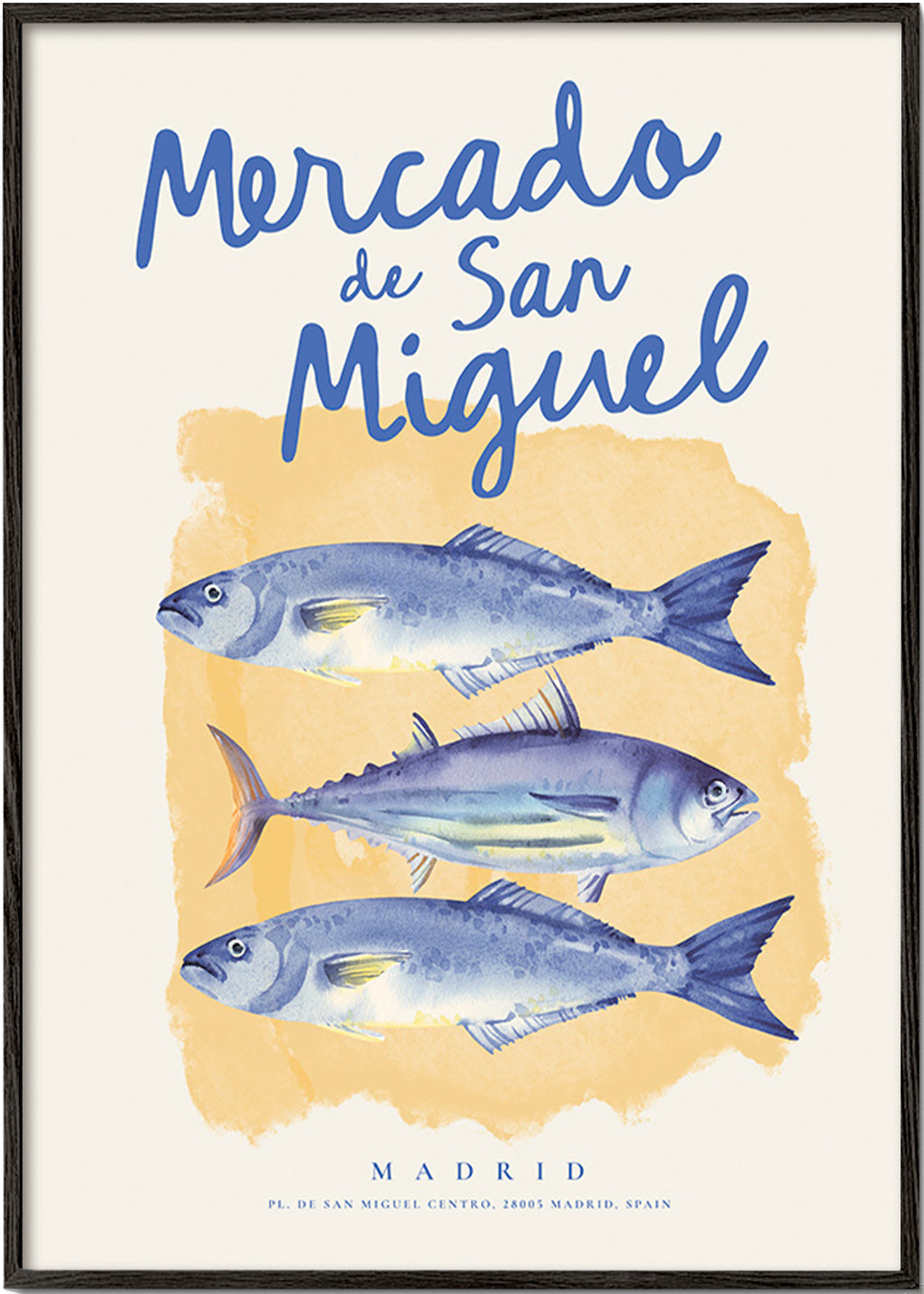 Sztuka do kuchni Mercado de San Miguel z niebieskimi rybami