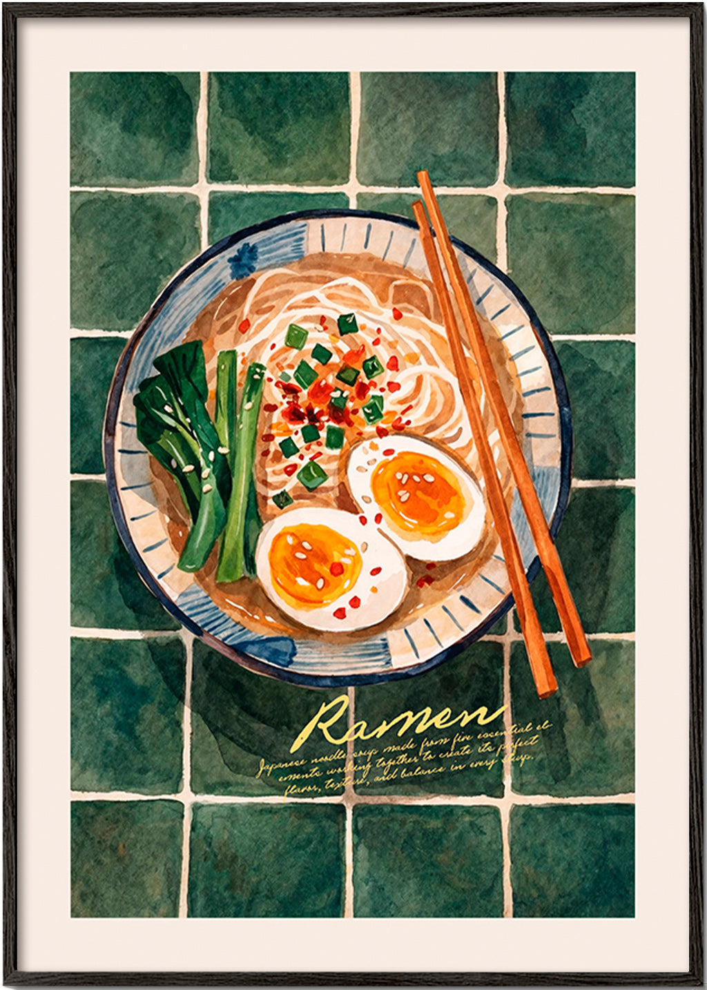 Sztuka do kuchni Ramen akwarela