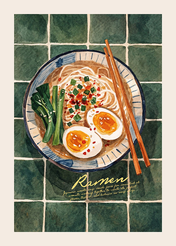 Sztuka do kuchni Ramen akwarela