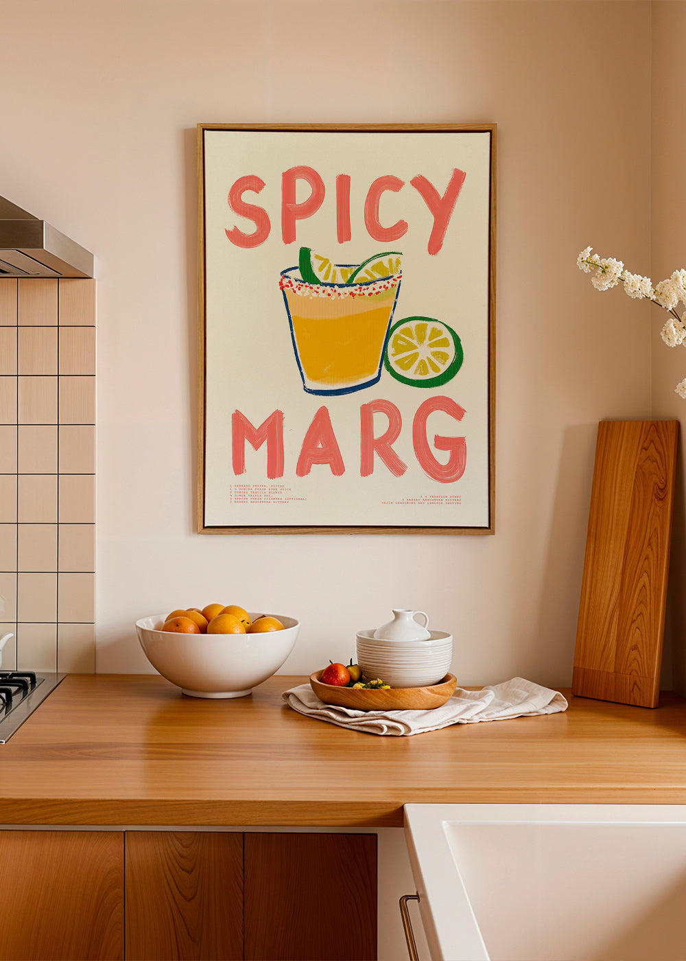 Sztuka do kuchni z ilustracją margarity