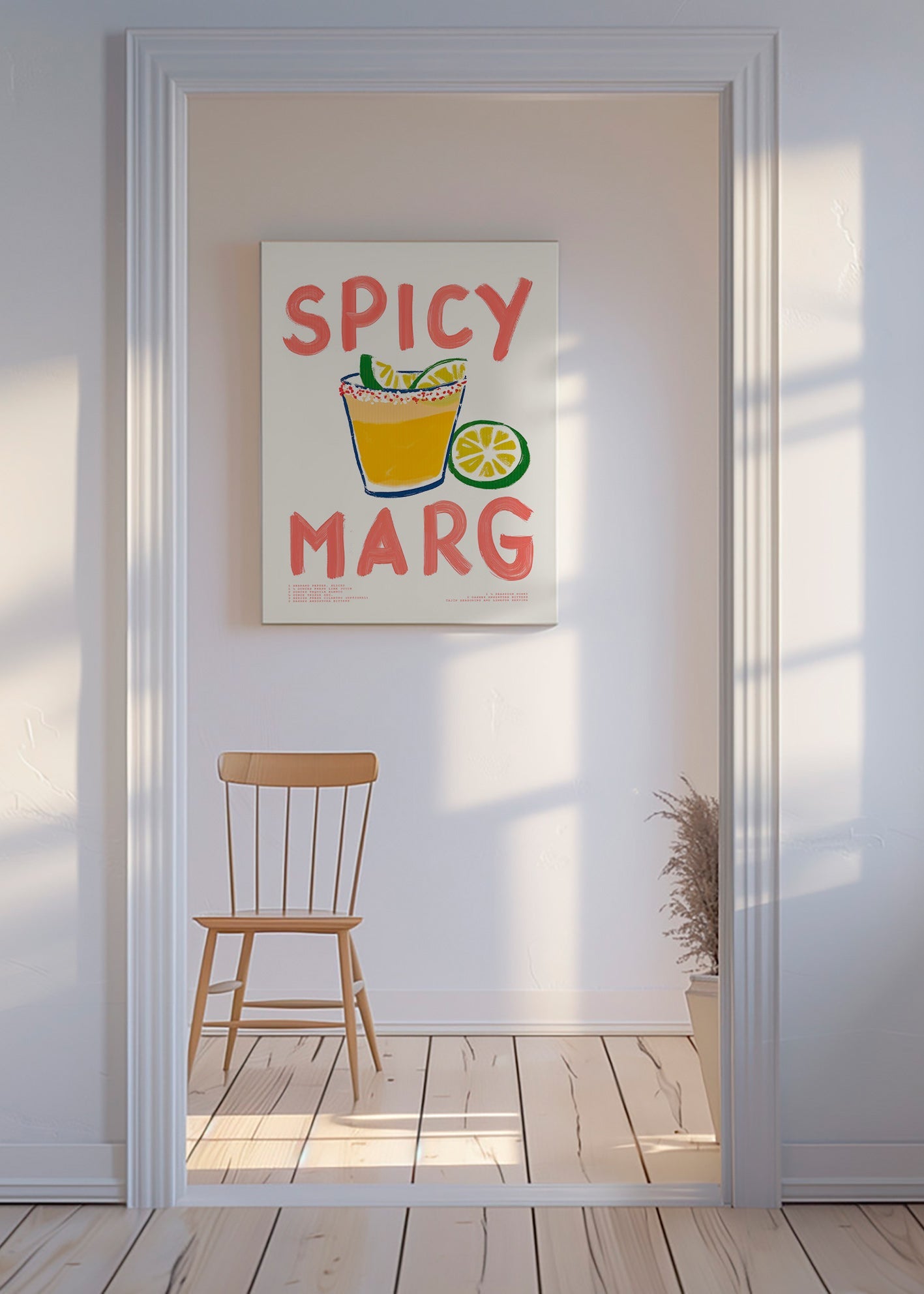 Sztuka do kuchni z ilustracją margarity