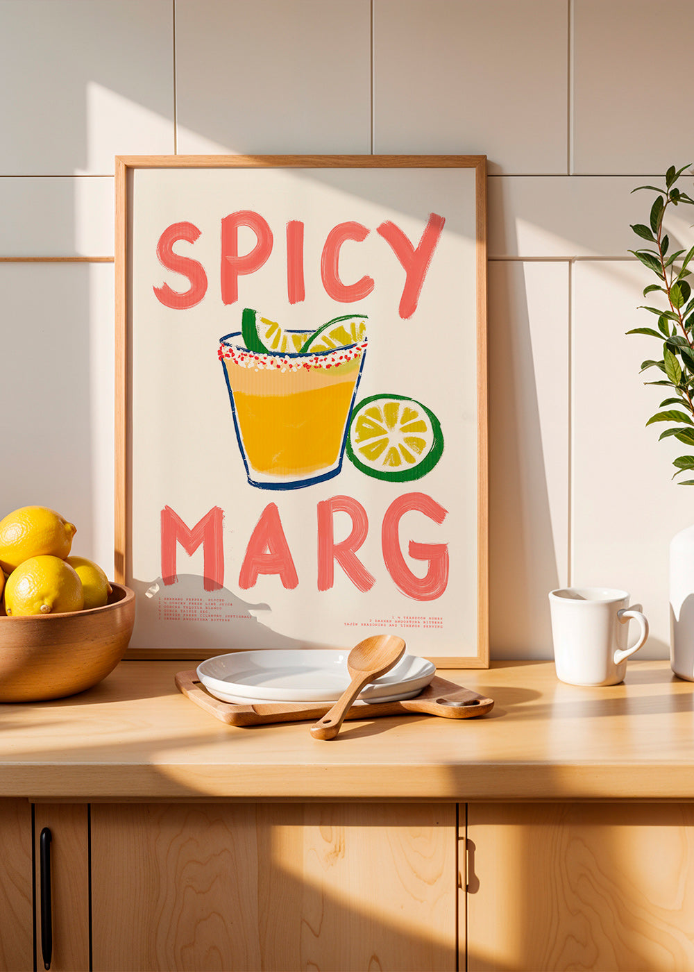 Sztuka do kuchni z ilustracją margarity