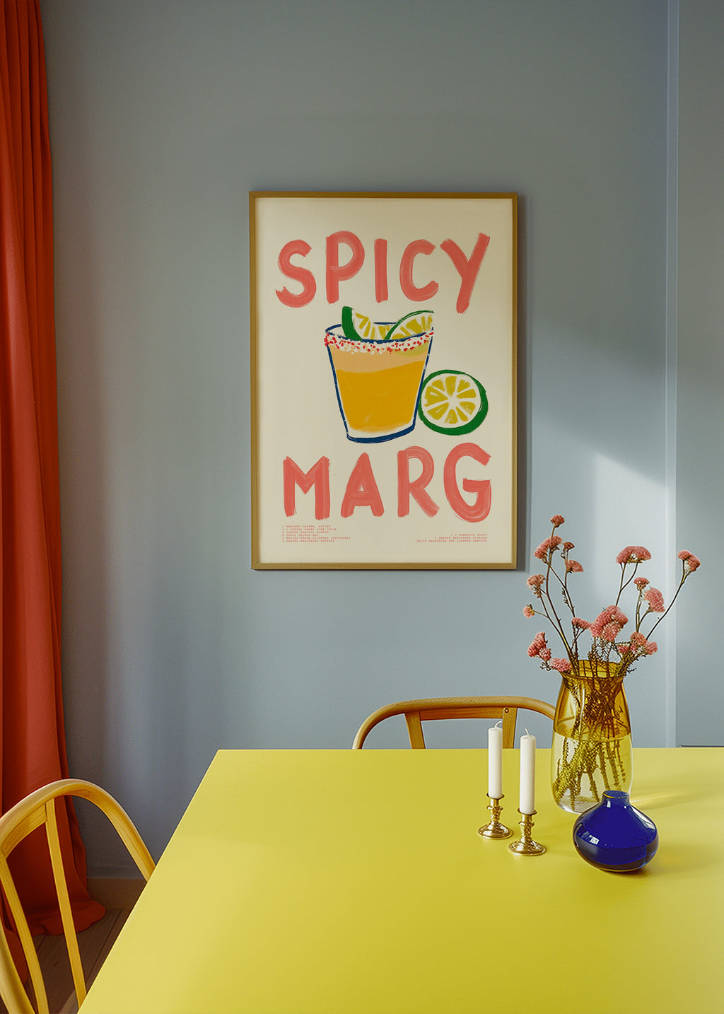 Sztuka do kuchni z ilustracją margarity