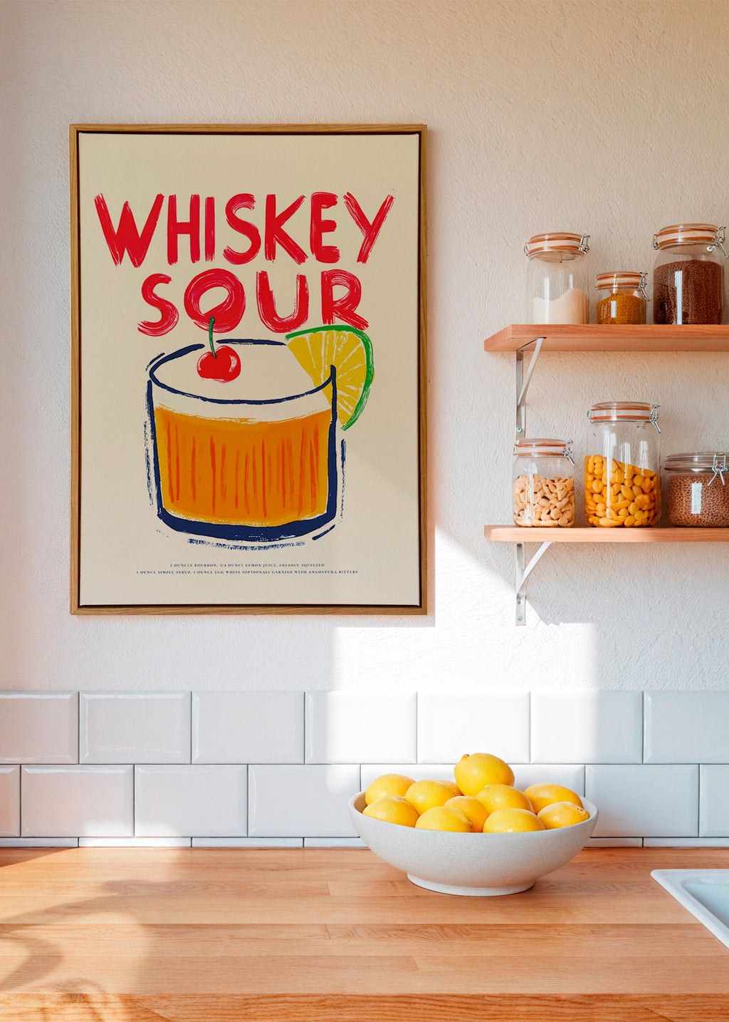Sztuka do kuchni Whiskey Sour ilustracja koktajlu