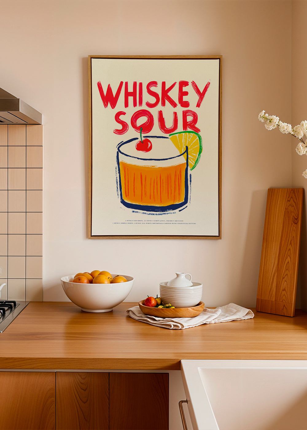 Sztuka do kuchni Whiskey Sour ilustracja koktajlu