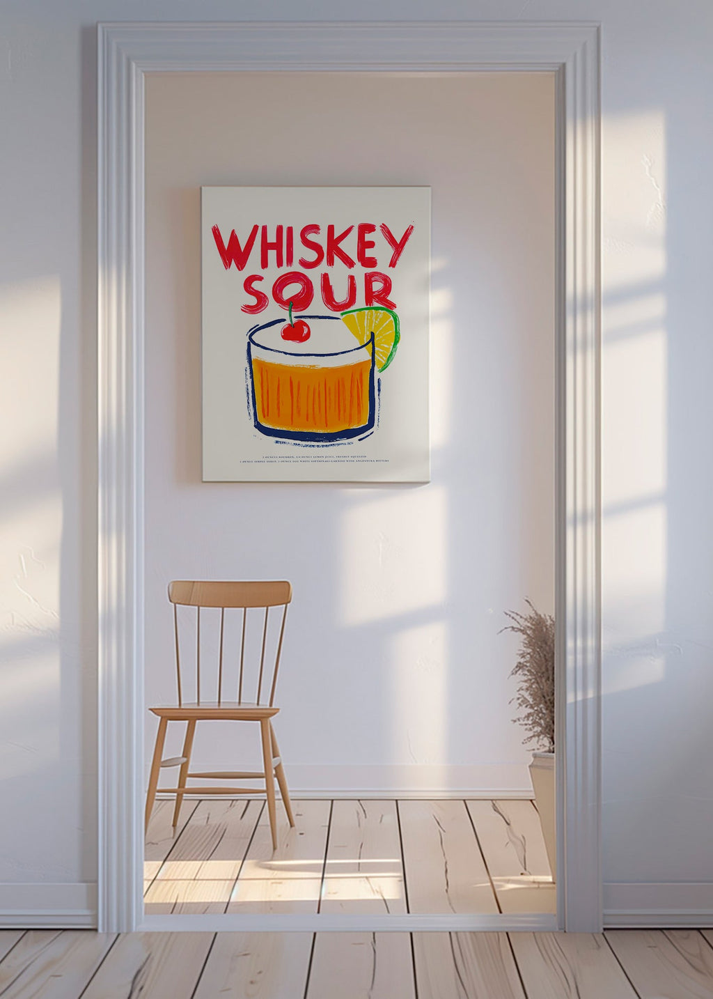 Sztuka do kuchni Whiskey Sour ilustracja koktajlu