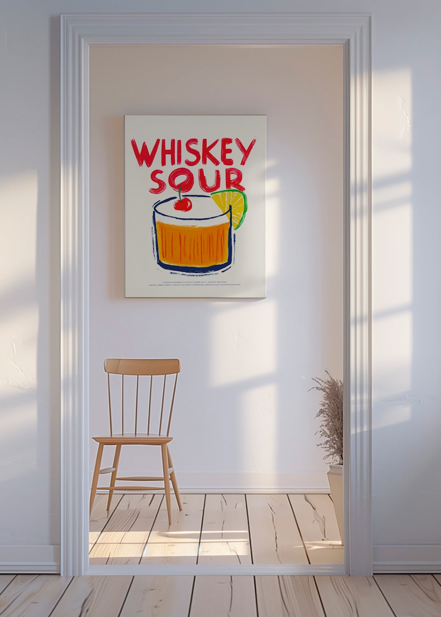 Sztuka do kuchni Whiskey Sour ilustracja koktajlu