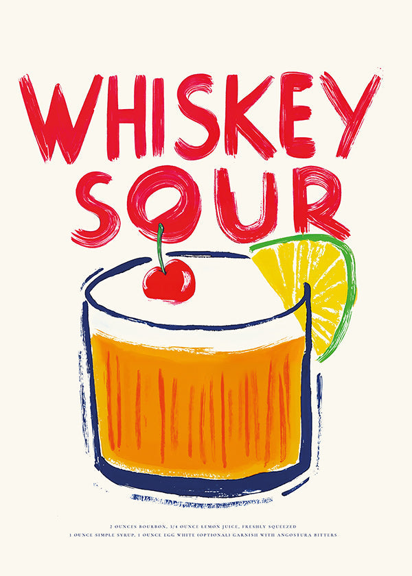 Sztuka do kuchni Whiskey Sour ilustracja koktajlu