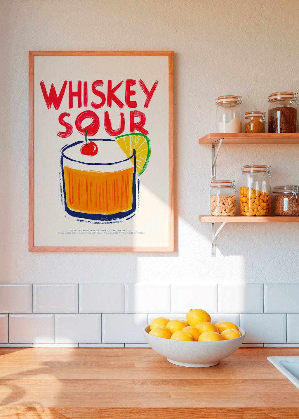 Sztuka do kuchni Whiskey Sour ilustracja koktajlu