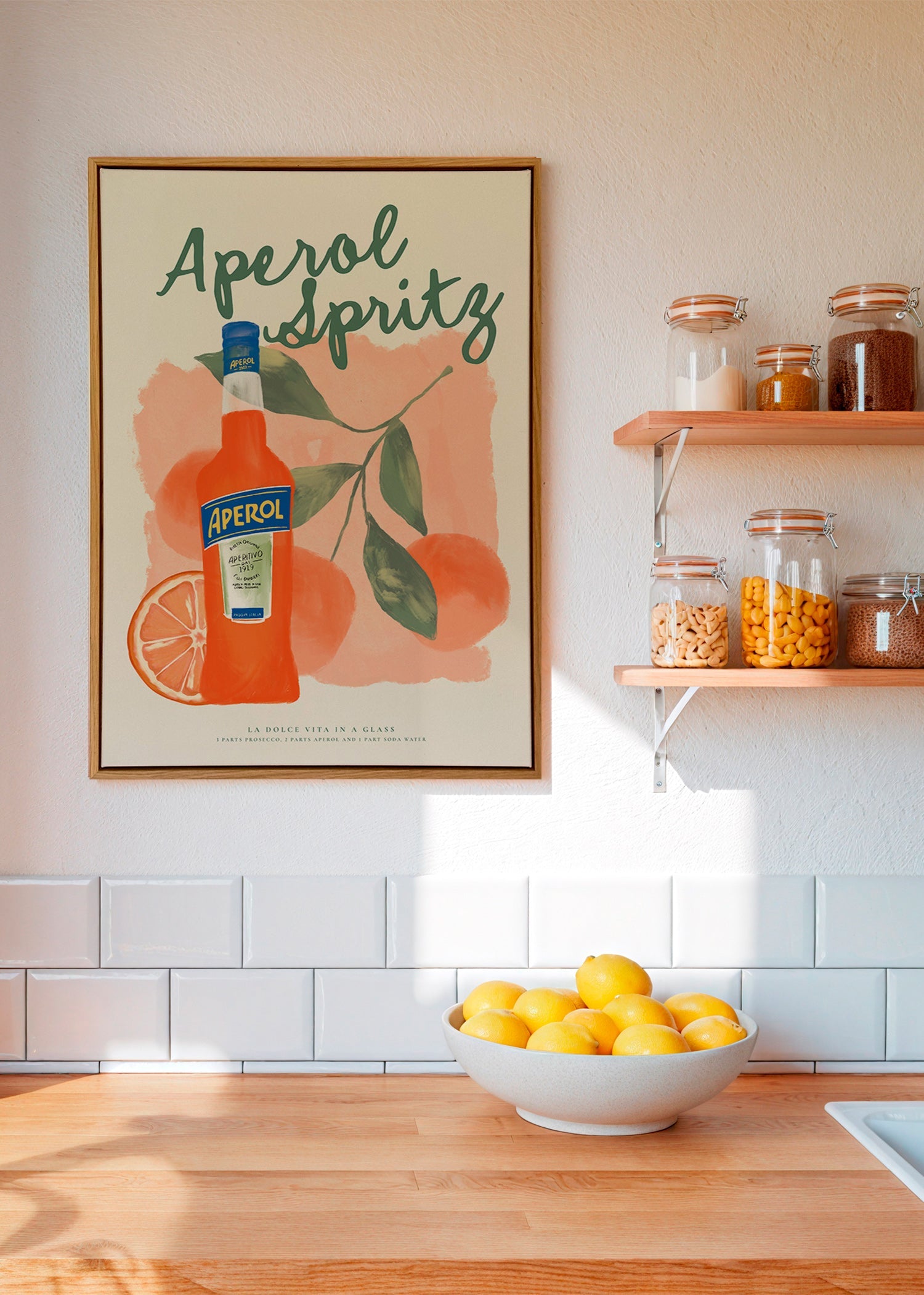 Sztuka do kuchni Aperol Spritz butelka z pomarańczami