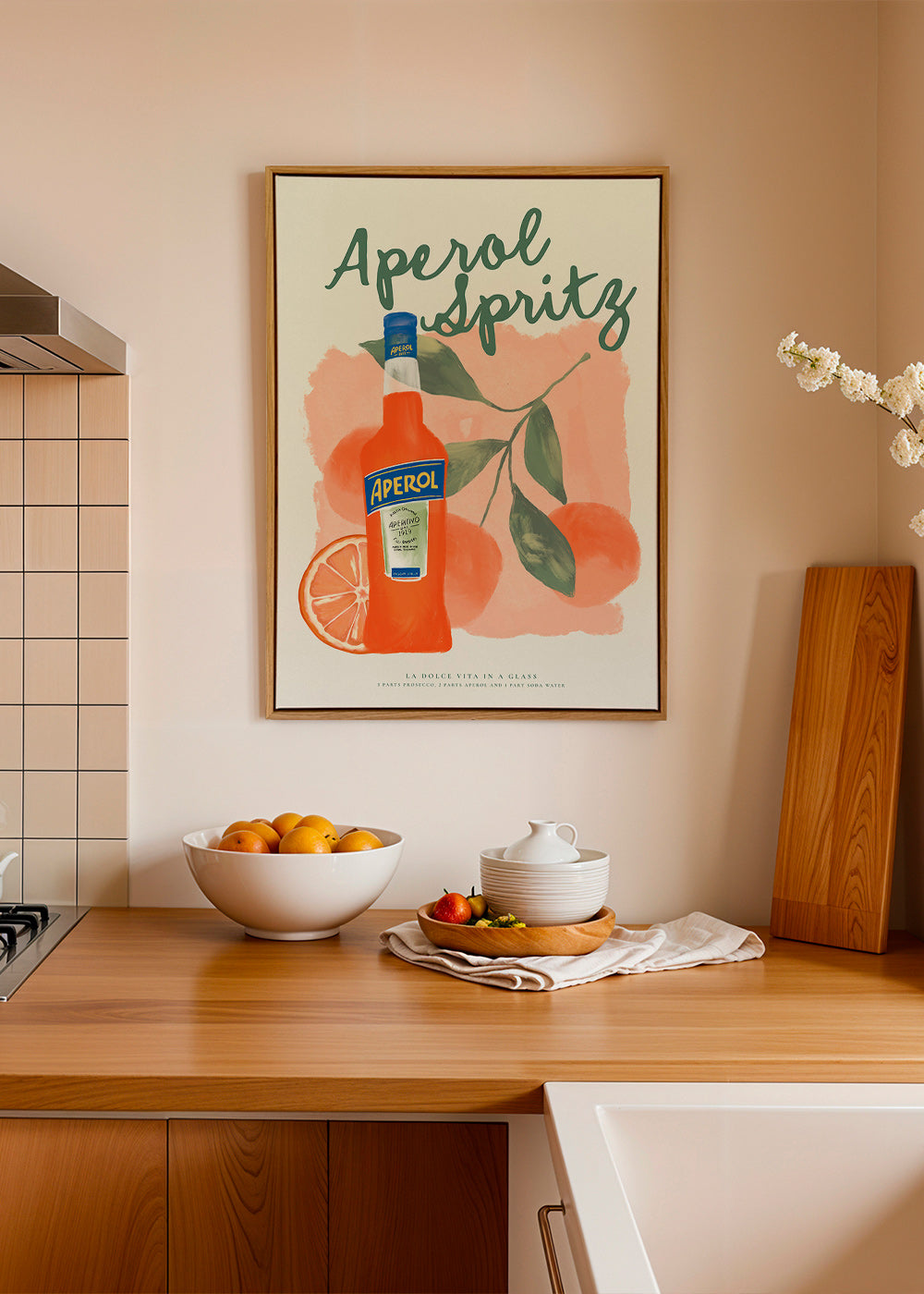 Sztuka do kuchni Aperol Spritz butelka z pomarańczami